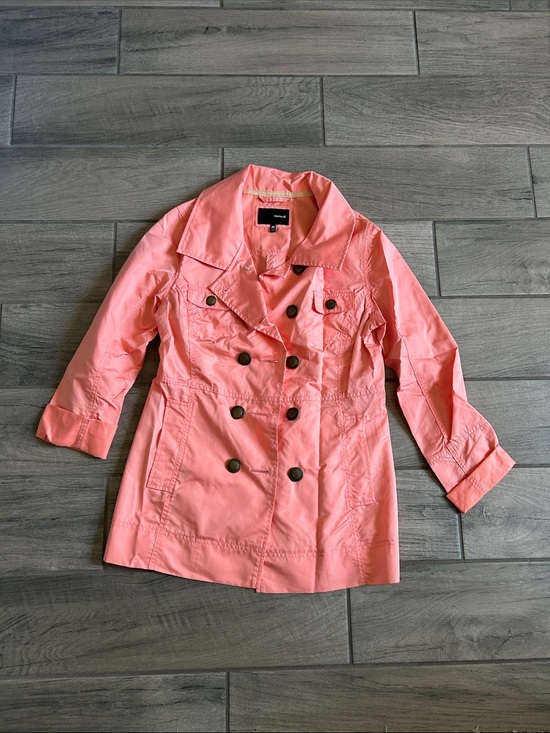 Hurley Jackets & Blazers - Hurley Coral Double-Breasted Trench Coat